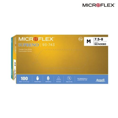 Ansell Microflex 93-743-M 93-743 SUPRENO 일회용 니트릴 장갑 Medium (SU-INT-M), 240mm