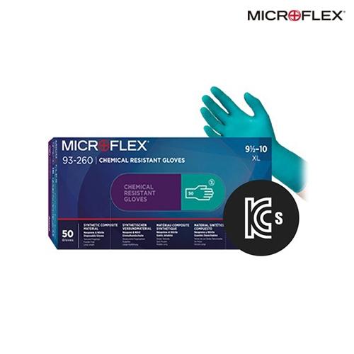 Ansell Microflex KCS-93-260M 93-260 KCs 인증 일회용 내화학 장갑 Medium, 290mm