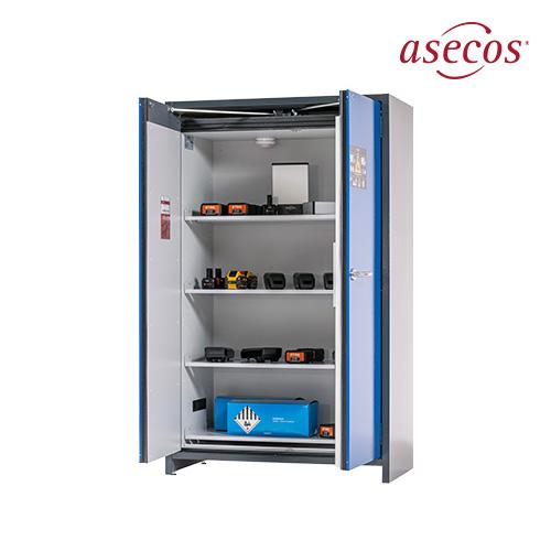 asecos IO90.195.120.CS.WDC ION-LINE EN인증 90분용 리튬 배터리 보관전용 캐비닛(파랑,선반4개),1193x615x1953mm,424kg,양문형,신형