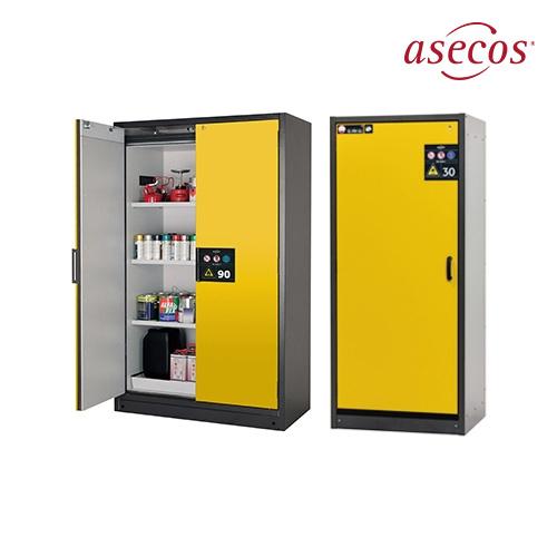 asecos Q90.195.120 Q-LINE EN인증 90분용 인화성물질 안전보관 캐비닛 (노랑,선반3개),1193x615x1953mm,424kg,양문형