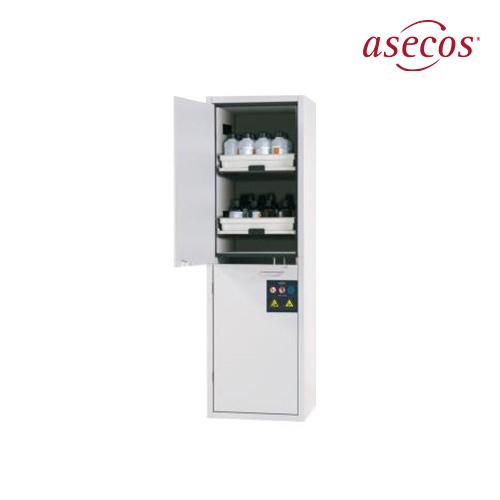 asecos SL.196.060.MH EN인증 산/알칼리 부식성 물질 안전 보관 캐비닛, 양문슬림형(회색/드로우 선반6개/597x603x1965mm/136kg)