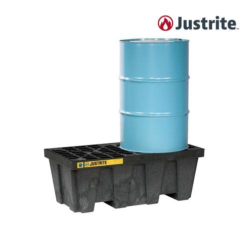 Justrite 28623 드럼통 보관 유출방지 PE 팔레트 기본형 (재활용 PE/250L/검정)/1245x635x457mm/19.6kg,2드럼통 보관가능