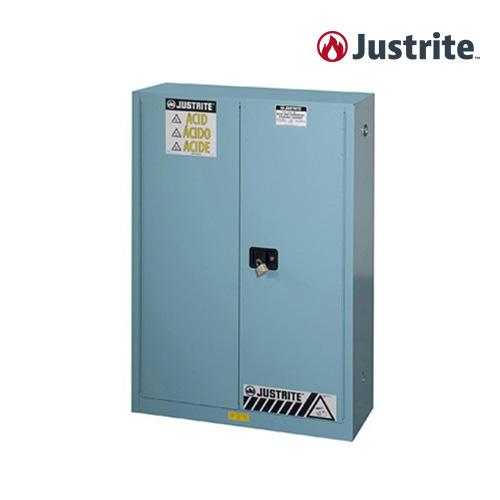 Justrite 894522 45갤런 약산/부식성 양문형 안전캐비닛 자동닫힘형 (철제/170L/하늘)/1092x457x1651mm/선반2개/123.6kg