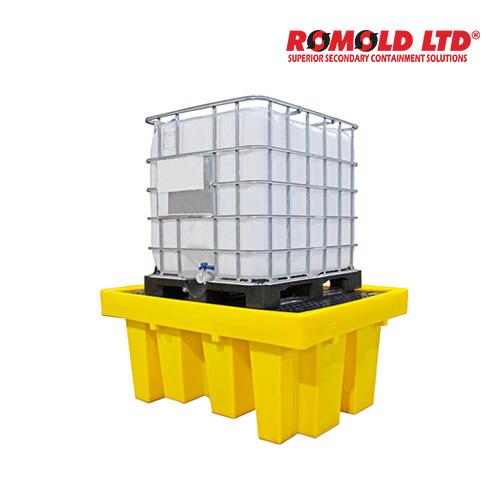 Romold BB1 IBC 보관 유출방지 PE 팔레트(1760x1350x710mm, 1100L, DIBt, 지겟발 사용가능), 1 IBC 보관가능